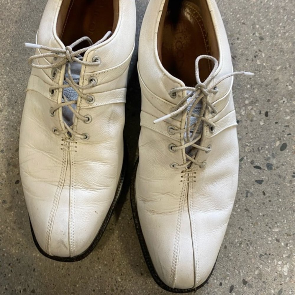 Footjoy Men 10.5 Med Golf Shoe 52114 White Leather